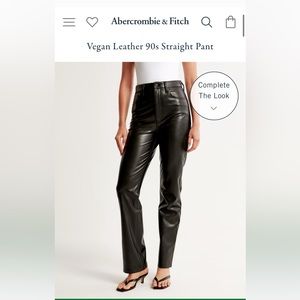 Abercrombie & Fitch Black Vegan Leather 90s Straight Pant